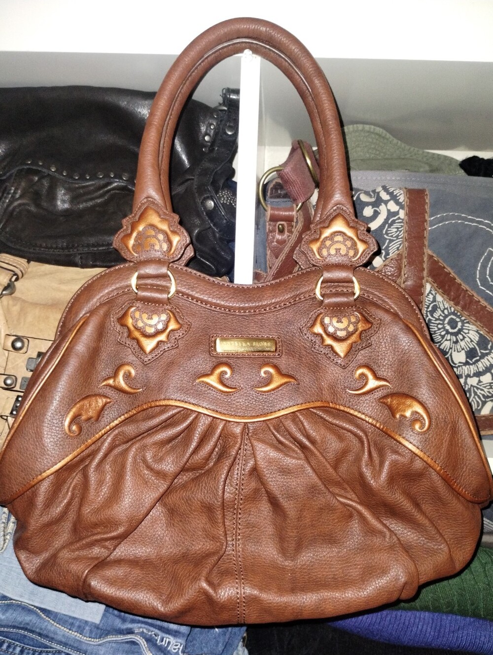 Isabella Fiore Stained Leather Satchel,